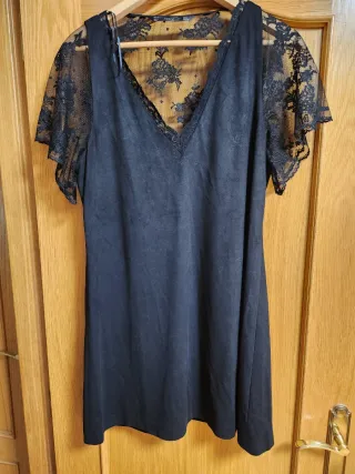 Vestido fiesta antelina encaje negro