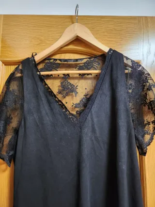 Vestido fiesta antelina encaje negro