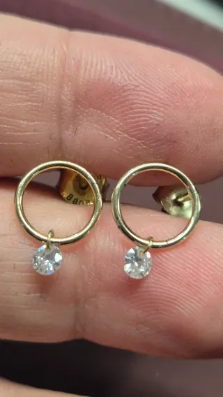 Pendientes Aro Oro 18k con Circonita