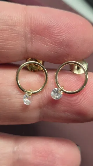 Pendientes Aro Oro 18k con Circonita