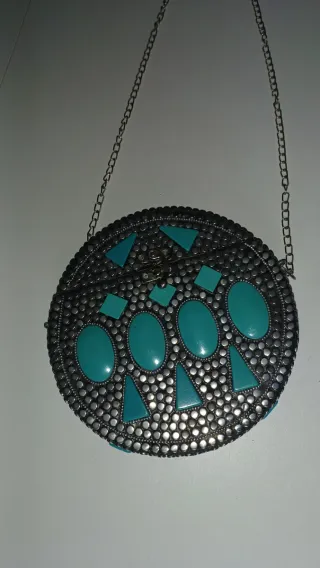 Bolso fiesta exótico plata y turquesa