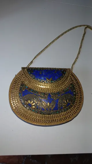 Bolso fiesta exótico azul y dorado