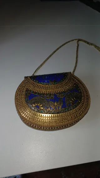 Bolso fiesta exótico azul y dorado