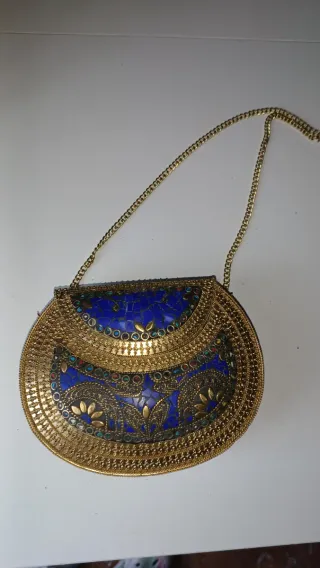Bolso fiesta exótico azul y dorado