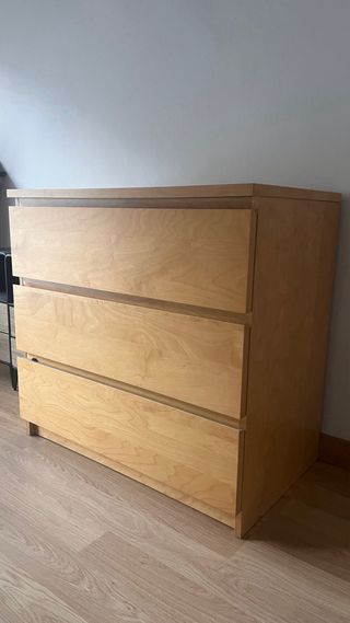 Cajonera Malm Madera 3 Cajones 80cm