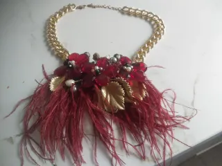 Conjunto Collar y Brazalete Rojo Dorado