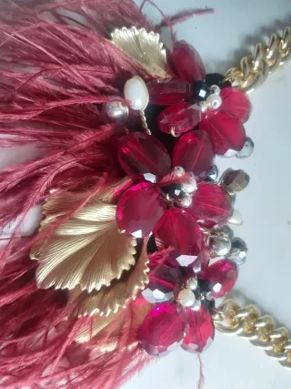 Conjunto Collar y Brazalete Rojo Dorado