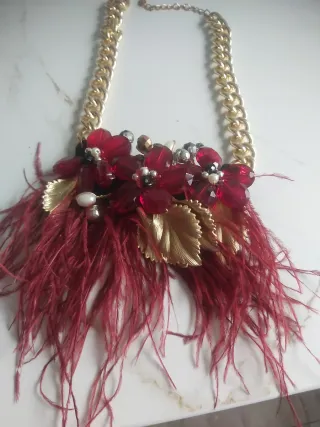 Conjunto Collar y Brazalete Rojo Dorado