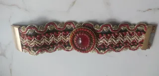 Conjunto Collar y Brazalete Rojo Dorado