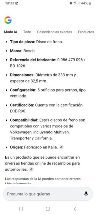 Discos de freno VW California