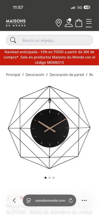 Reloj moderno negro y plateado