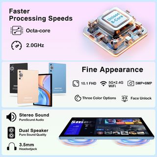 Tablet 10 Android 14 22GB RAM 128GB ROM Azul