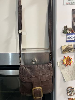 Bolso piel marrón boho