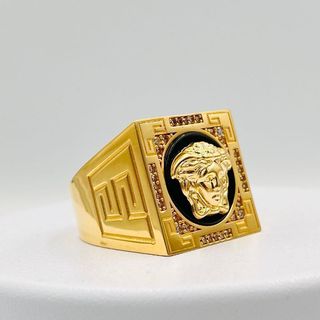 SELLO CUADRADO GRECA MEDUSA 18K