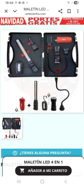 Maletín 4 linternas LED recargables