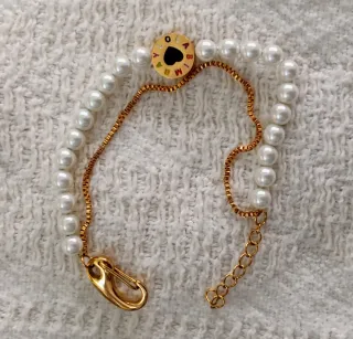 Pulsera Bimba y Lola Doble Perlas Cadena Dorada