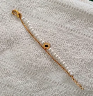 Pulsera Bimba y Lola Doble Perlas Cadena Dorada