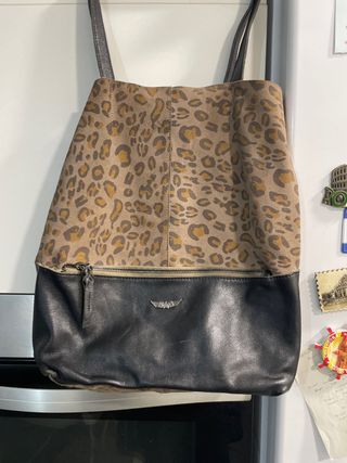 Bolso tote piel estampado leopardo