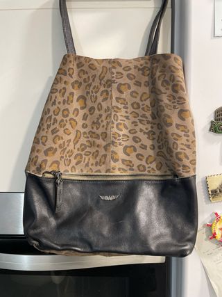 Bolso tote piel estampado leopardo