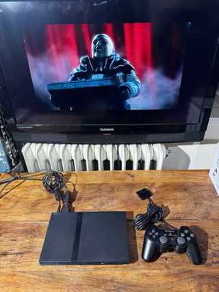 PS2 Slim Sony Negra con Mando y Cables