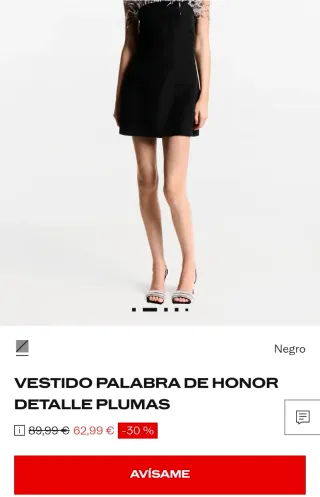 Vestido negro Mango con plumas