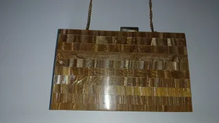 Bolso fiesta exótico único marrón dorado