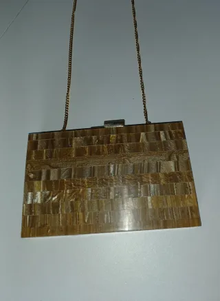 Bolso fiesta exótico único marrón dorado