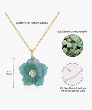 Collar Flor Aventurina y Diamante Oro