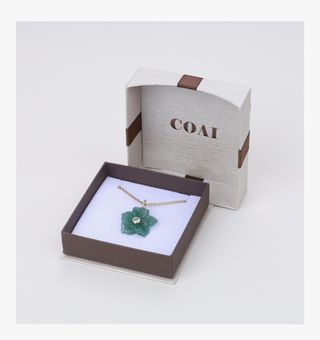 Collar Flor Aventurina y Diamante Oro