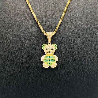 COLGANTE OSO CON CIRCONITAS VERDE 18K