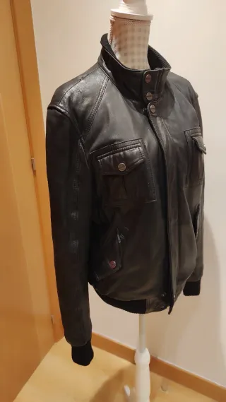 Chaqueta de cuero Redskins negra