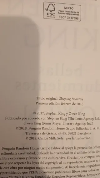 Bellas durmientes. Stephen King Owen king