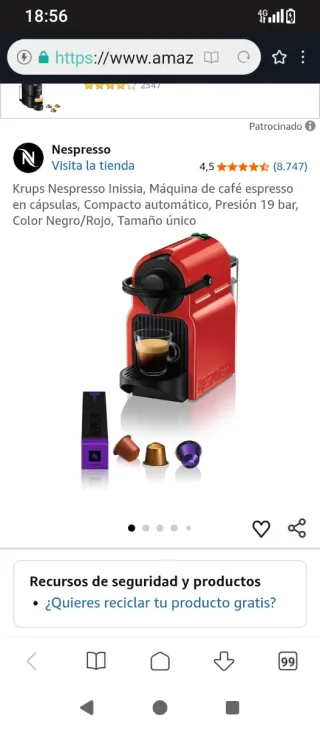 Cafetera Nespresso Krups Inissia