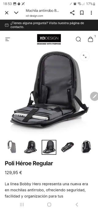 Mochila XD Design antirrobo negra