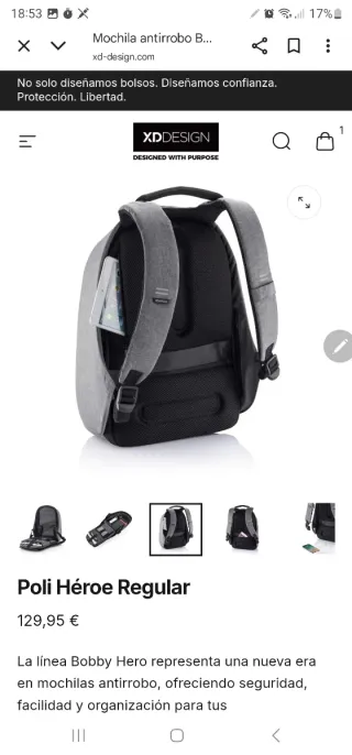 Mochila XD Design antirrobo negra