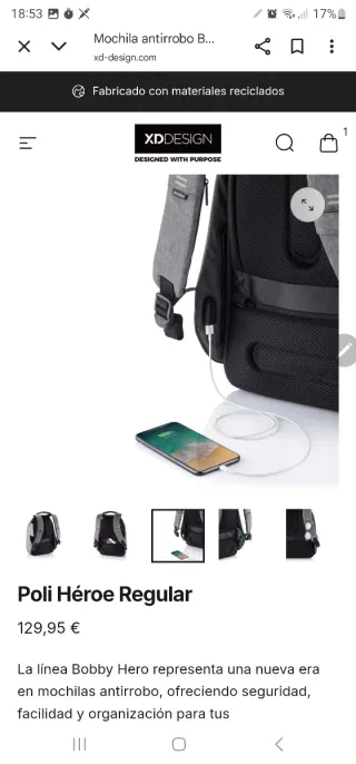 Mochila XD Design antirrobo negra