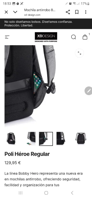 Mochila XD Design antirrobo negra