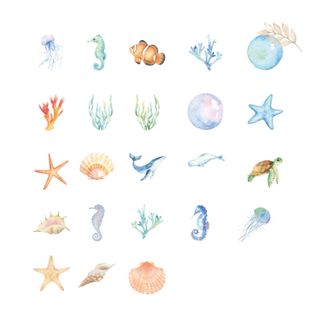Pegatinas X45 fondo marino corales peces conchas