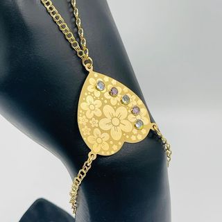 PULSERA MANITA CORAZON "FLORES" CON CIRCONITAS 18k