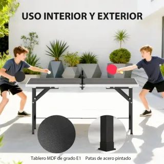 Mesa Ping-Pong Plegable con Red y Raquetas