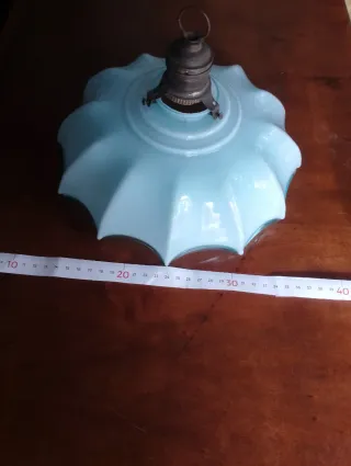 Paralume vintage con supporto in vetro blu