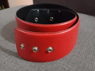 Cinturón rojo con detalles dorados