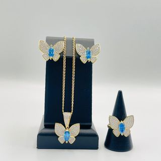 ANILLO MARIPOSA GRANDE PIEDRA AZUL 18K