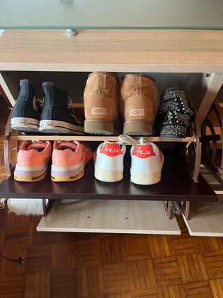 Mueble zapatero recibidor madera y cristal