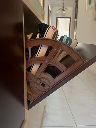 Mueble zapatero recibidor madera y cristal