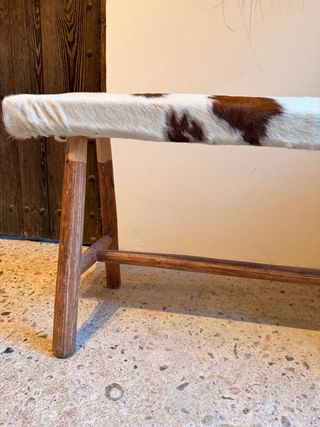 Banco artesanal piel y madera