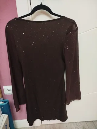 Vestido marrón chocolate con brillos