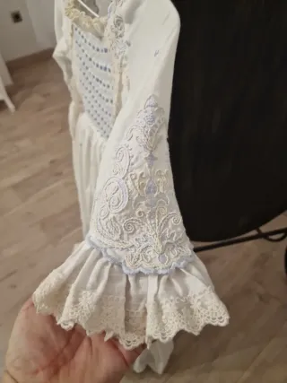 Vestido de comunión niña blanco y azul
