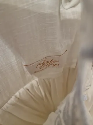 Vestido de comunión niña blanco y azul