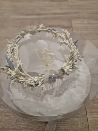 Vestido de comunión niña blanco y azul